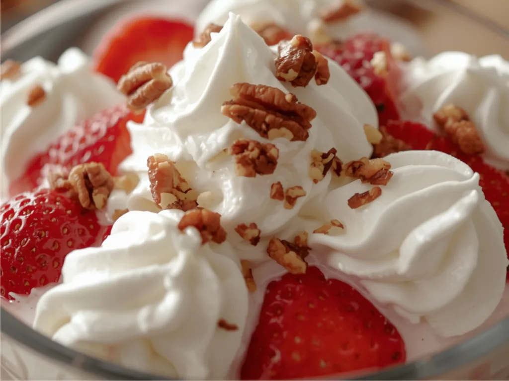 Keto Pork Rind Dessert version of Strawberry Salad.
