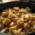 Fried cabbage and potatoes skillet