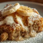 Layered Banana Cream Cheese Cobbler.