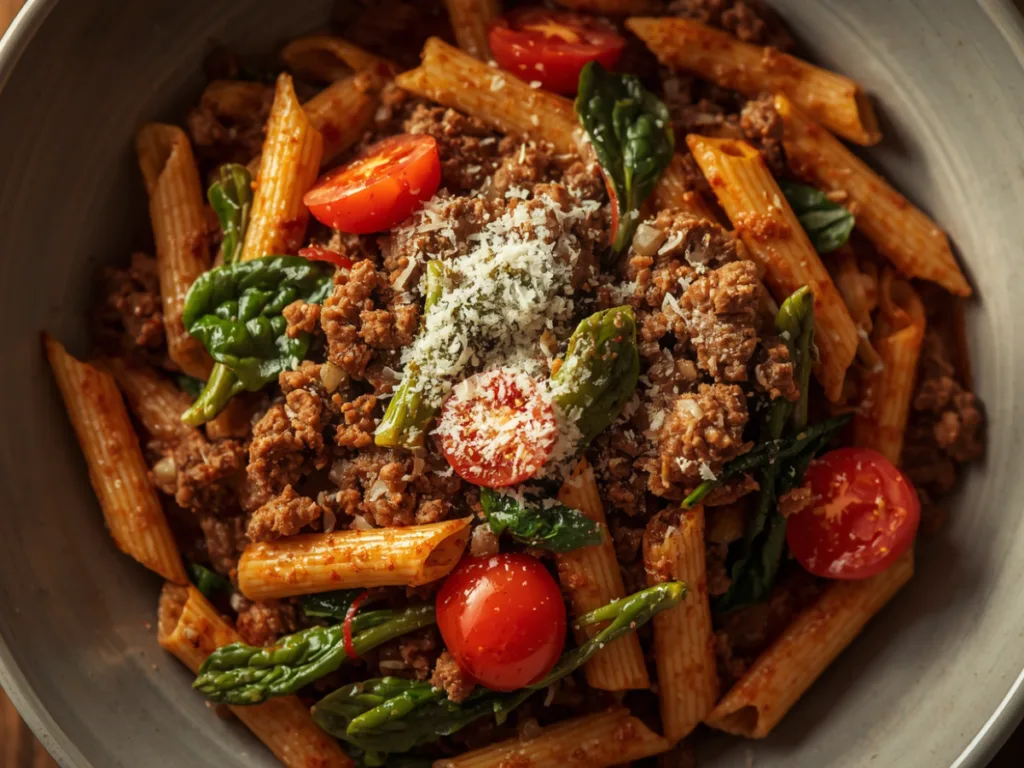 High-protein Ground Turkey Veggie Pasta