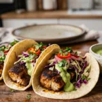 Crispy Blackened Fish Tacos with Creamy Avocado Sauce