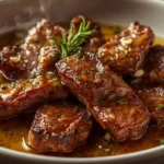 Juicy pan-seared steak with herb butter