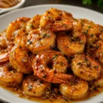 Honey Garlic Butter Shrimp in a skillet.