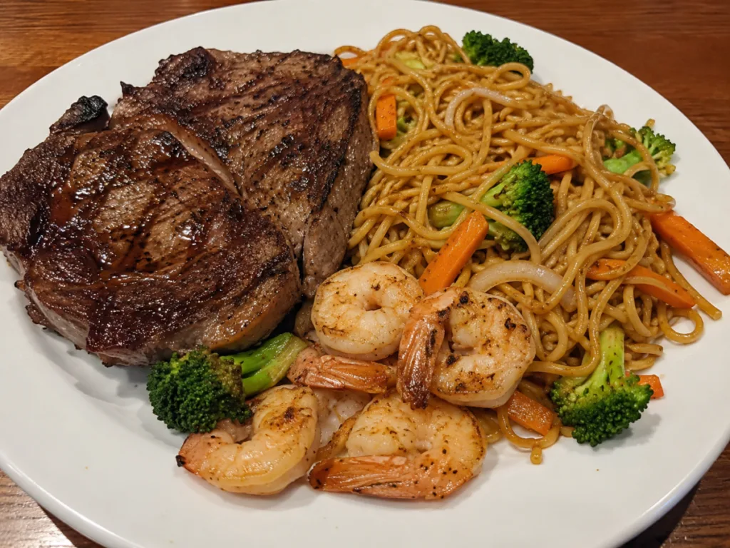 Ribeye and Shrimp Chow Mein Noodles 1
