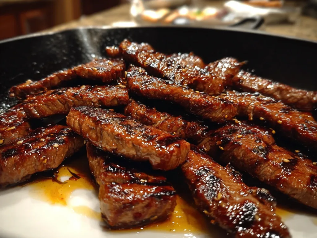 Grill Pan Honey Glazed Steak Strips for Busy Nights 2