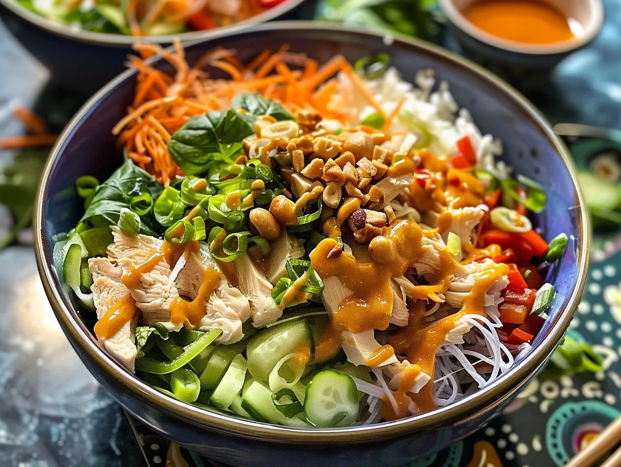 Peanut Chicken Spring Roll Bowl Recipe