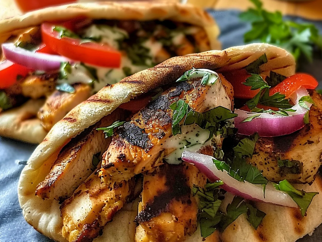 Flavor-Packed Chicken Pitas with Greek Yogurt Sauce