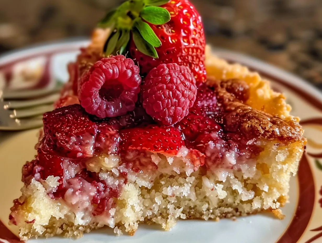 Strawberry Dump Cake with Fresh Berries