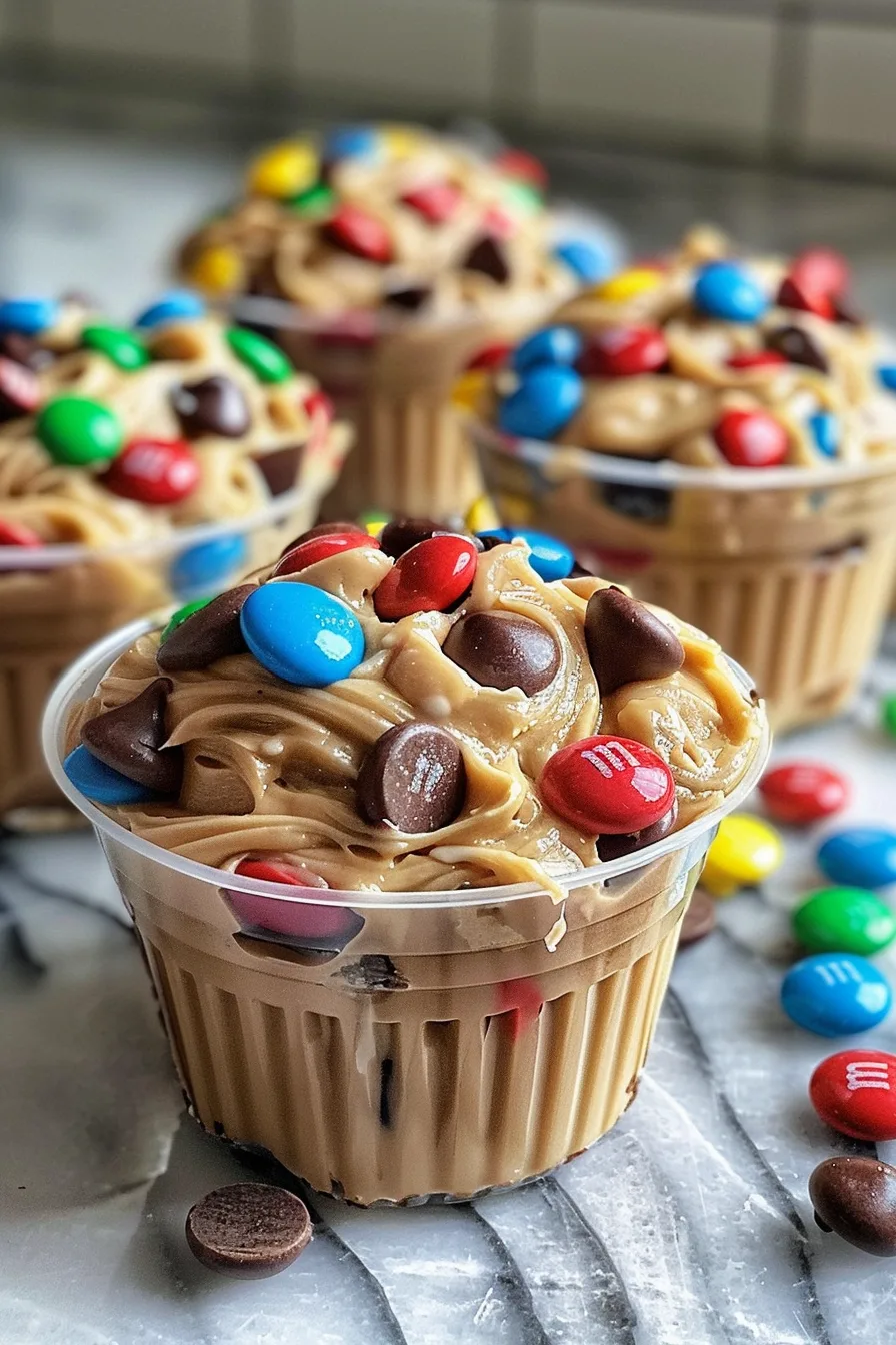 No-Bake Chocolate Chip Cookie Dough M&M Cups Recipe