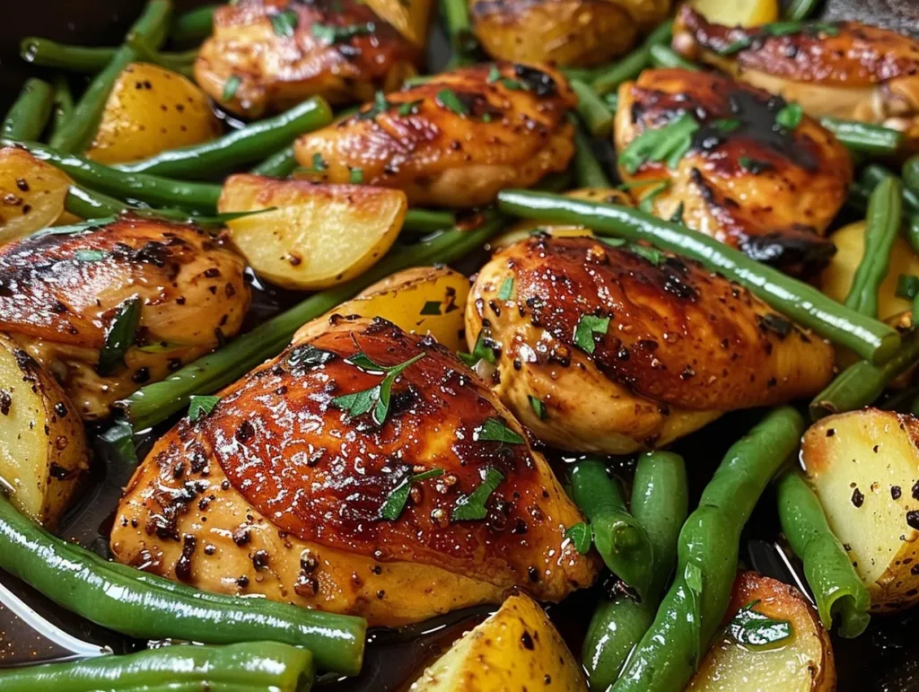 One-Pan Balsamic Chicken with Green Beans and Potatoes