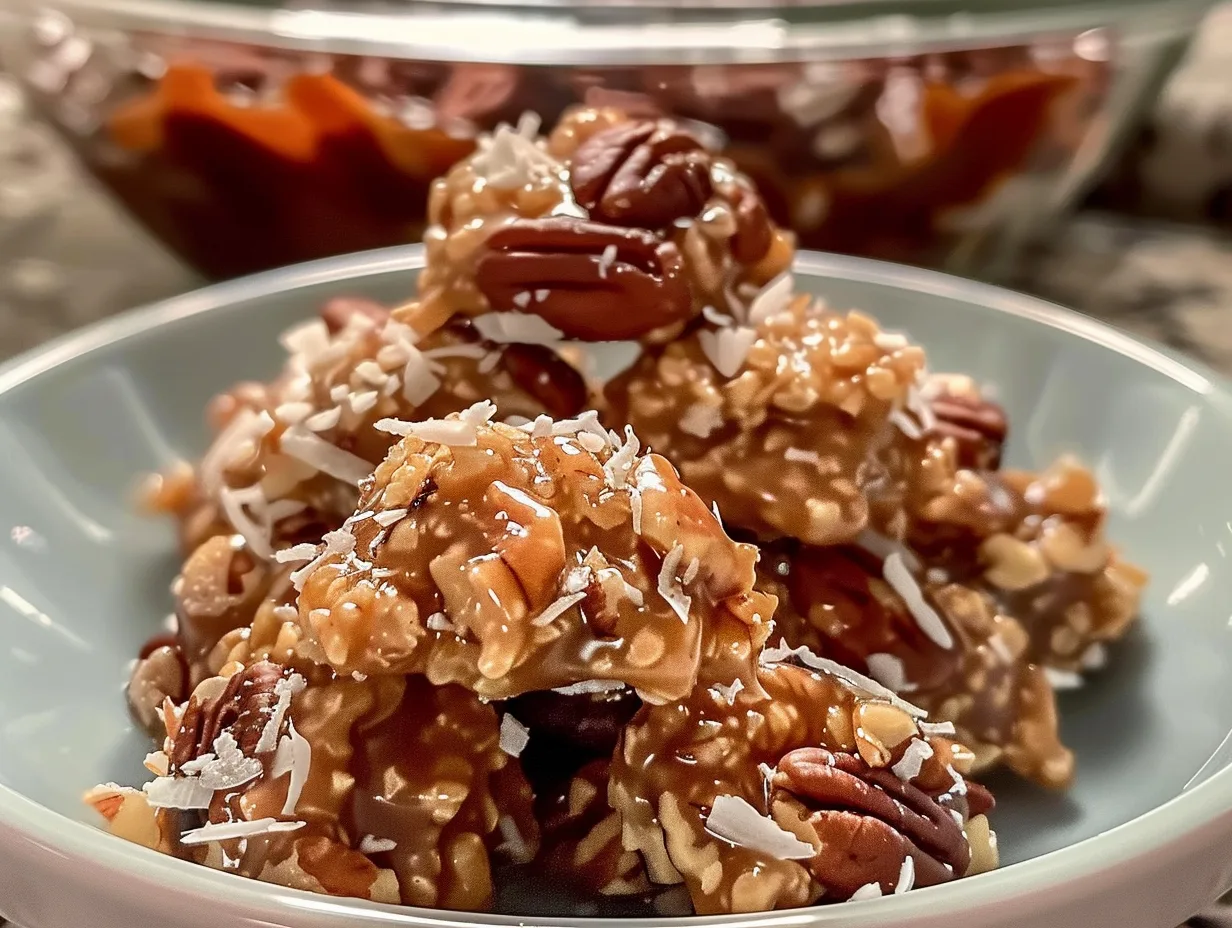 No-Bake Coconut Pecan Praline Clusters