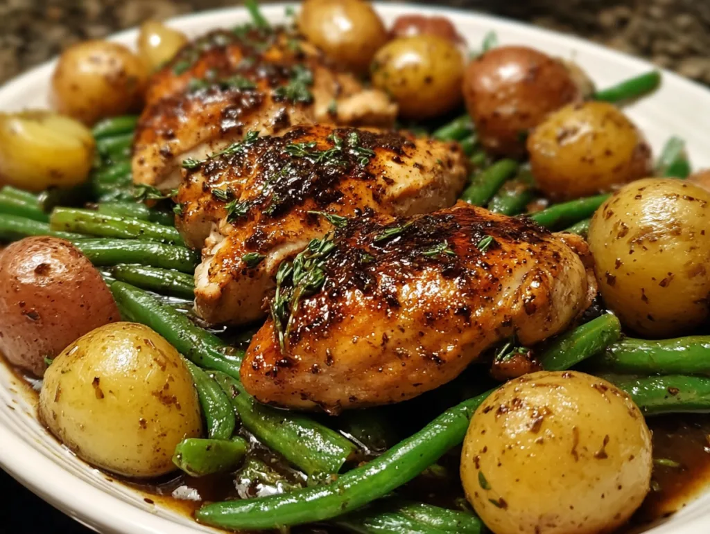 One-Pan Balsamic Chicken with Green Beans and Potatoes