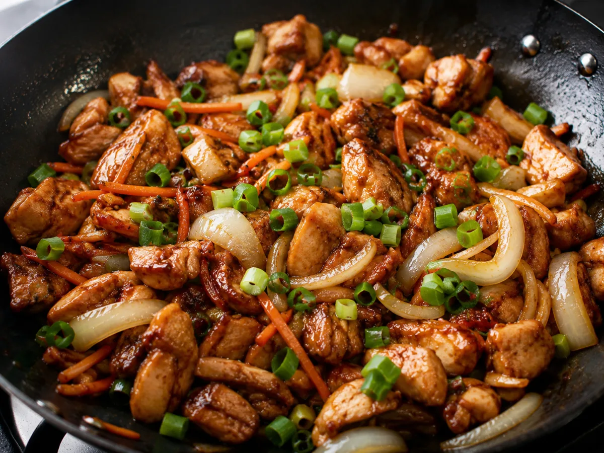 Chicken Thigh Stir Fry in a pan 1