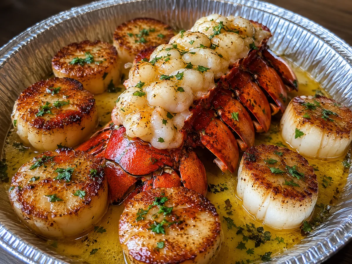 Garlic Butter Lobster Tail & Seared Scallops