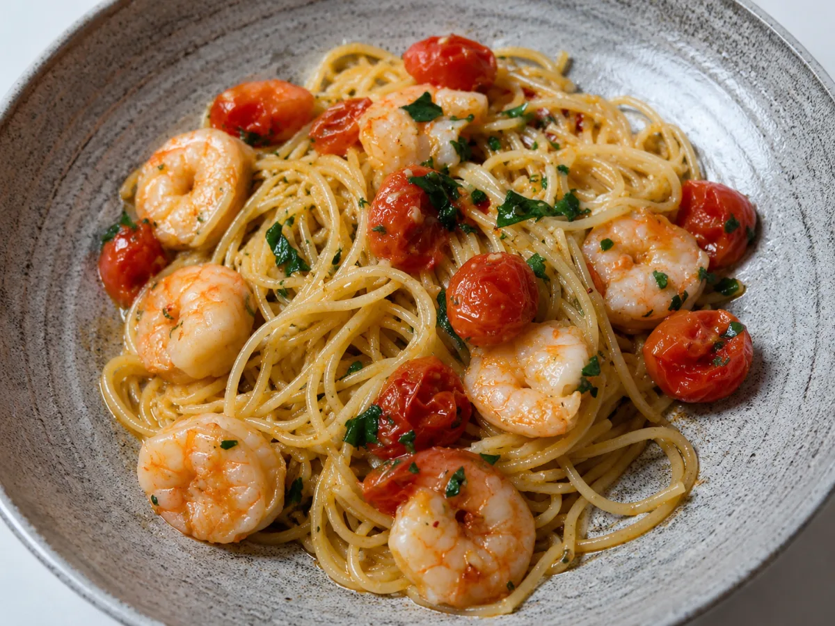 Garlic Shrimp & Cherry Tomato Spaghetti 1
