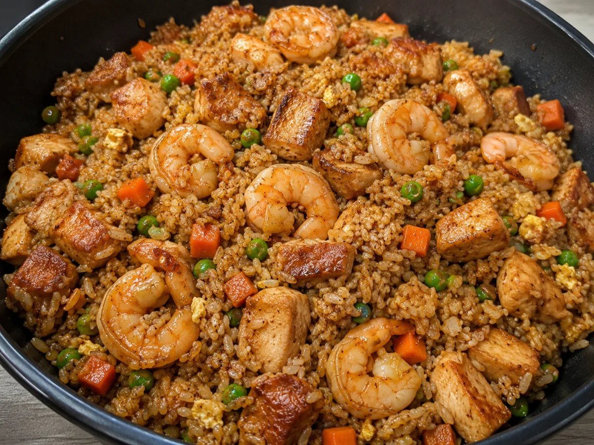 A bowl of Hibachi Chicken & Shrimp Fried Rice