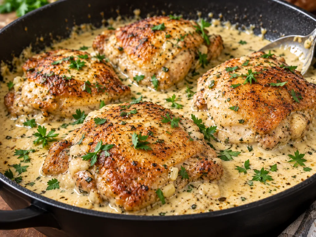 Creamy Garlic Parmesan Chicken Thighs 1