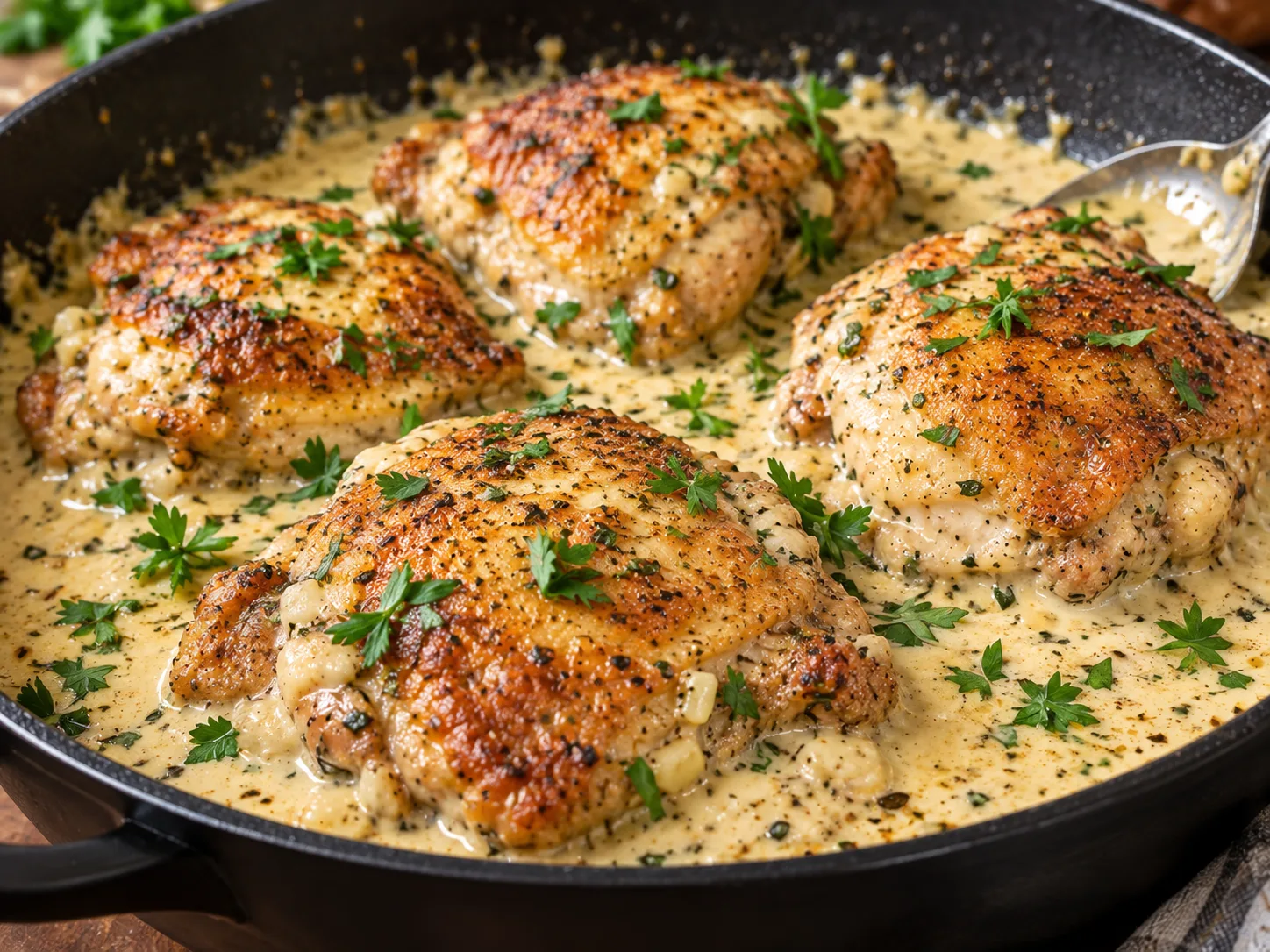 Creamy Garlic Parmesan Chicken Thighs 1