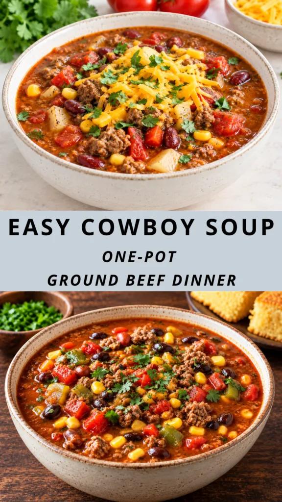 EASY COWBOY SOUP One-Pot Ground Beef Dinner