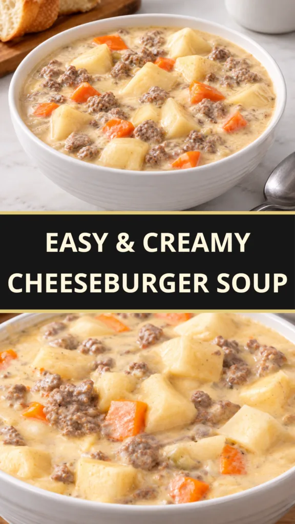 Easy & Creamy Cheese burger Soup