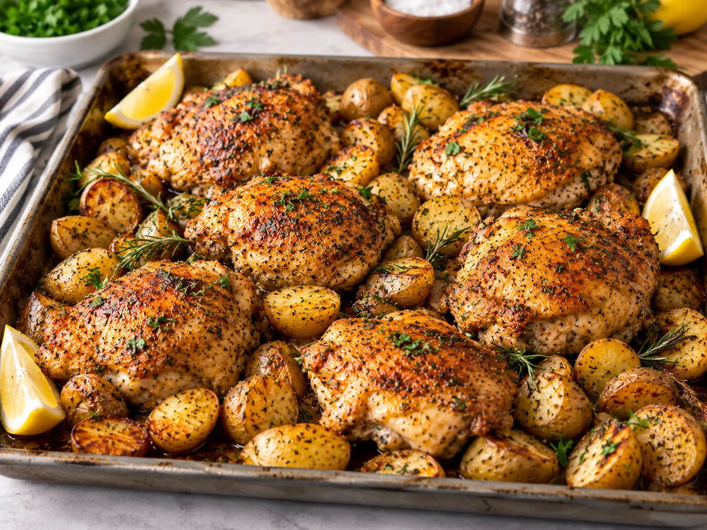 Easy & Delicious One-Pan Chicken Thighs and Potatoes 1