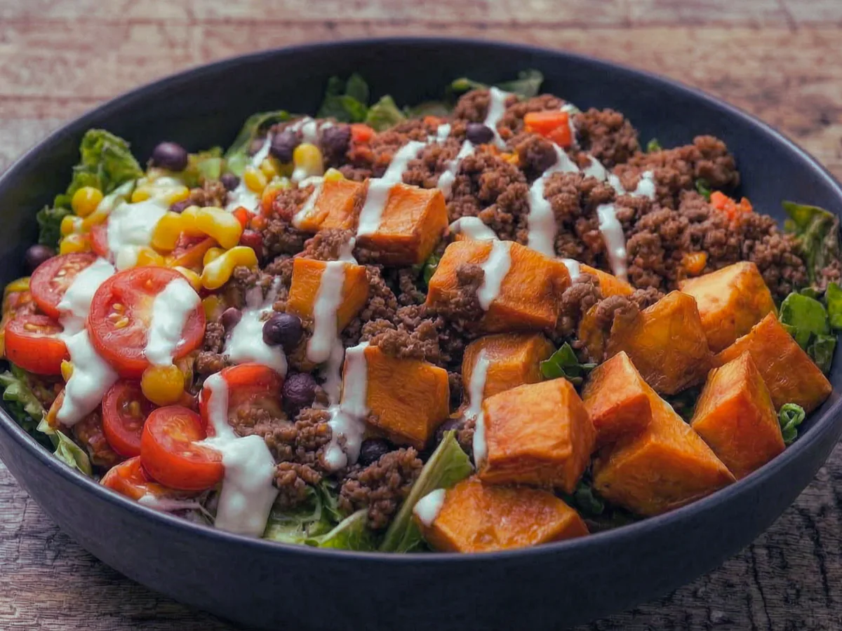 Ground Beef and Sweet Potato Bowls 1