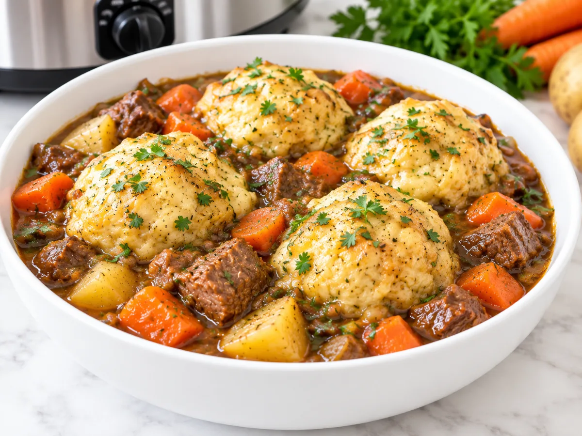 Hearty Beef Stew with Golden Dumplings 2