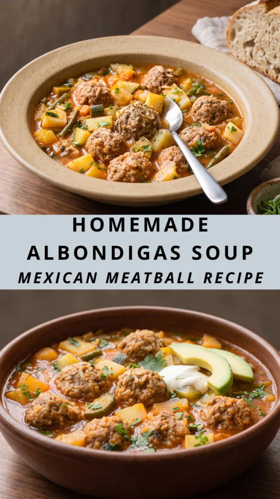 Homemade Albondigas Soup Mexican Meatball Recipe