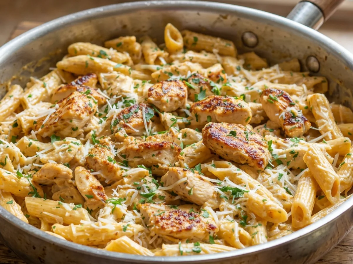 One Pot Creamy Parmesan Chicken Pasta 1
