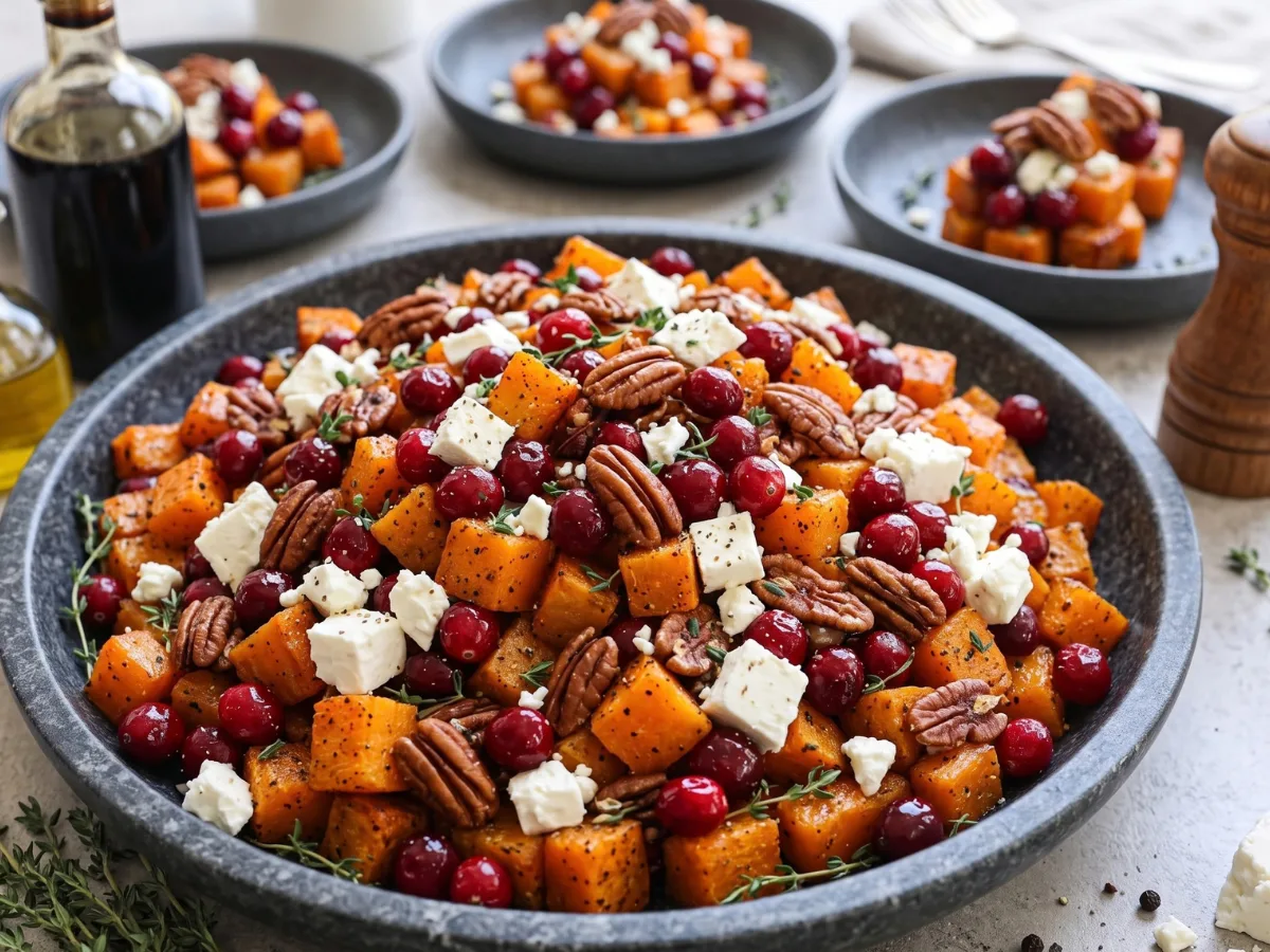 Roasted Butternut Squash with Cranberries & Feta 1
