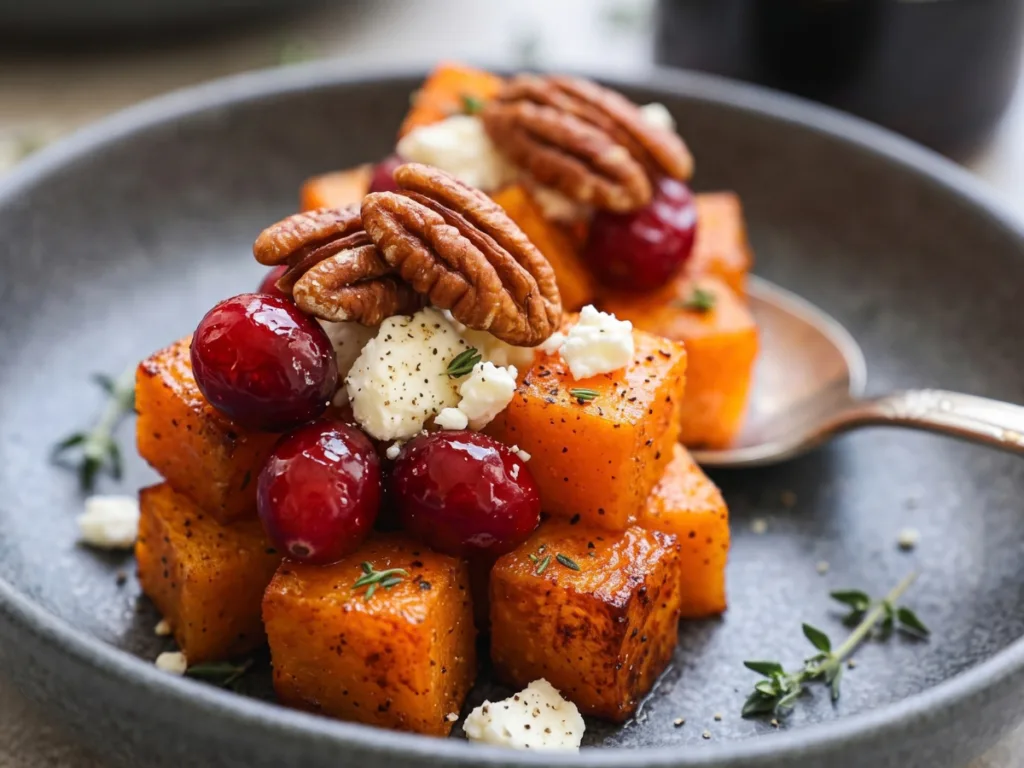 Roasted Butternut Squash with Cranberries & Feta 2