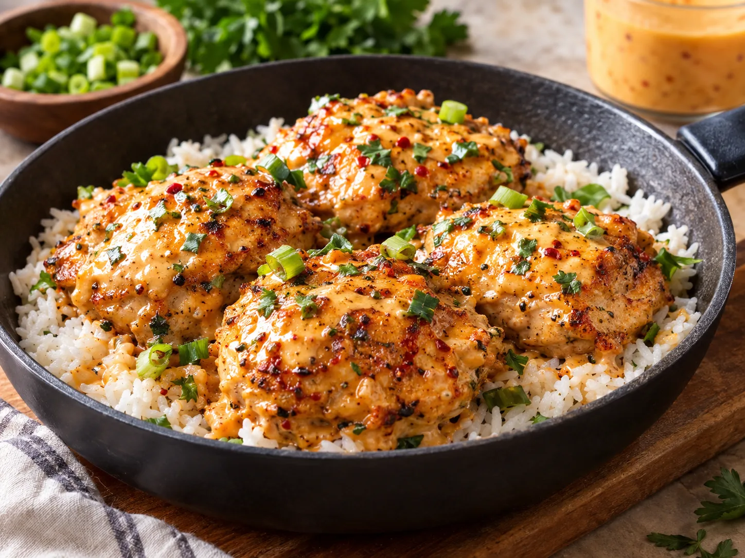 Skillet Bang Bang Chicken Thighs 1