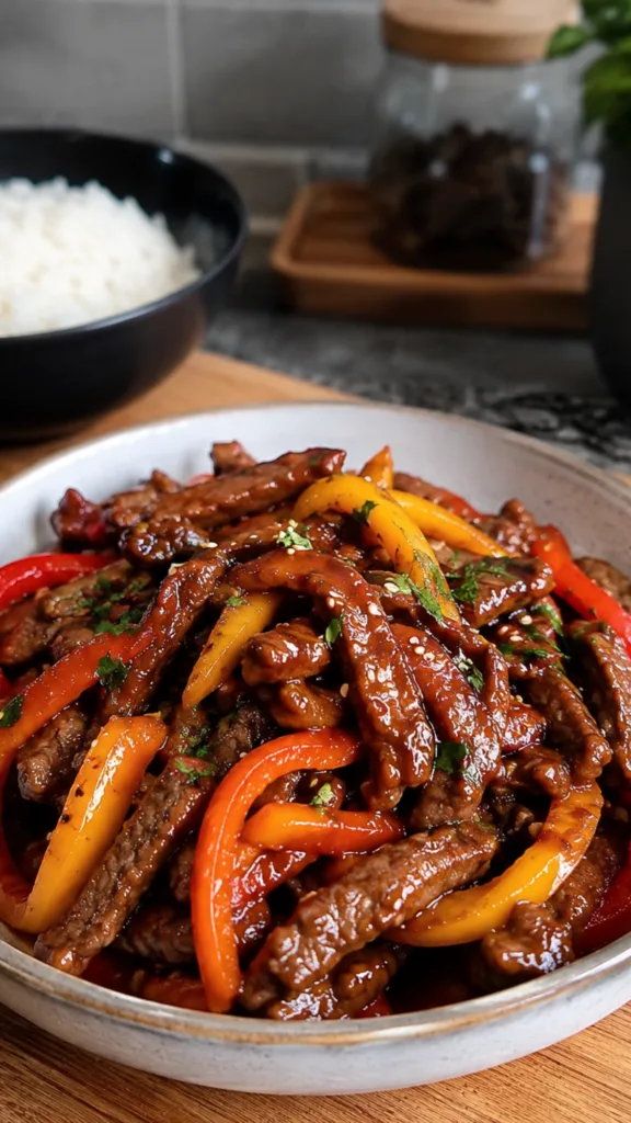 Tender Beef and Colorful Bell Peppers in a Sweet & Tangy Sauce 2