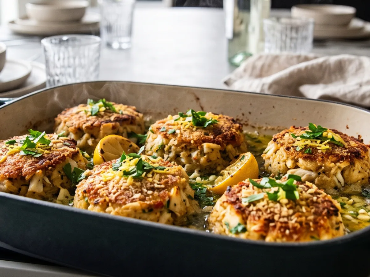 Baked Crab Cakes in Garlic Butter