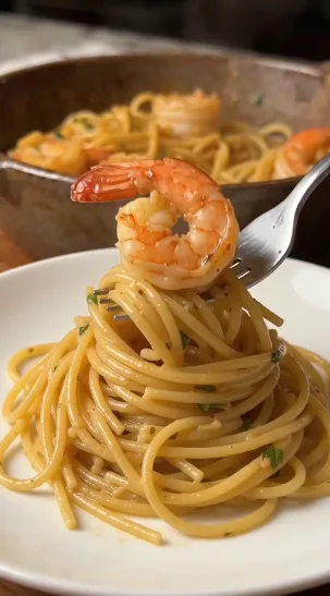 Buttery Garlic Shrimp Spaghetti