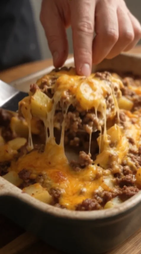 Cheesy Beef and Potato Bake