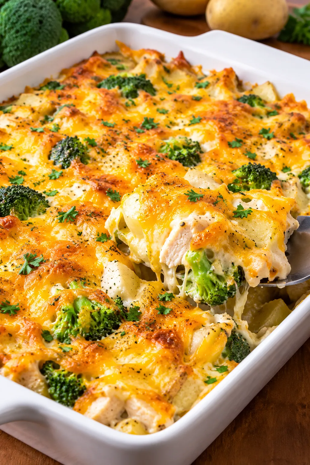 Cheesy Chicken Broccoli Potato Casserole