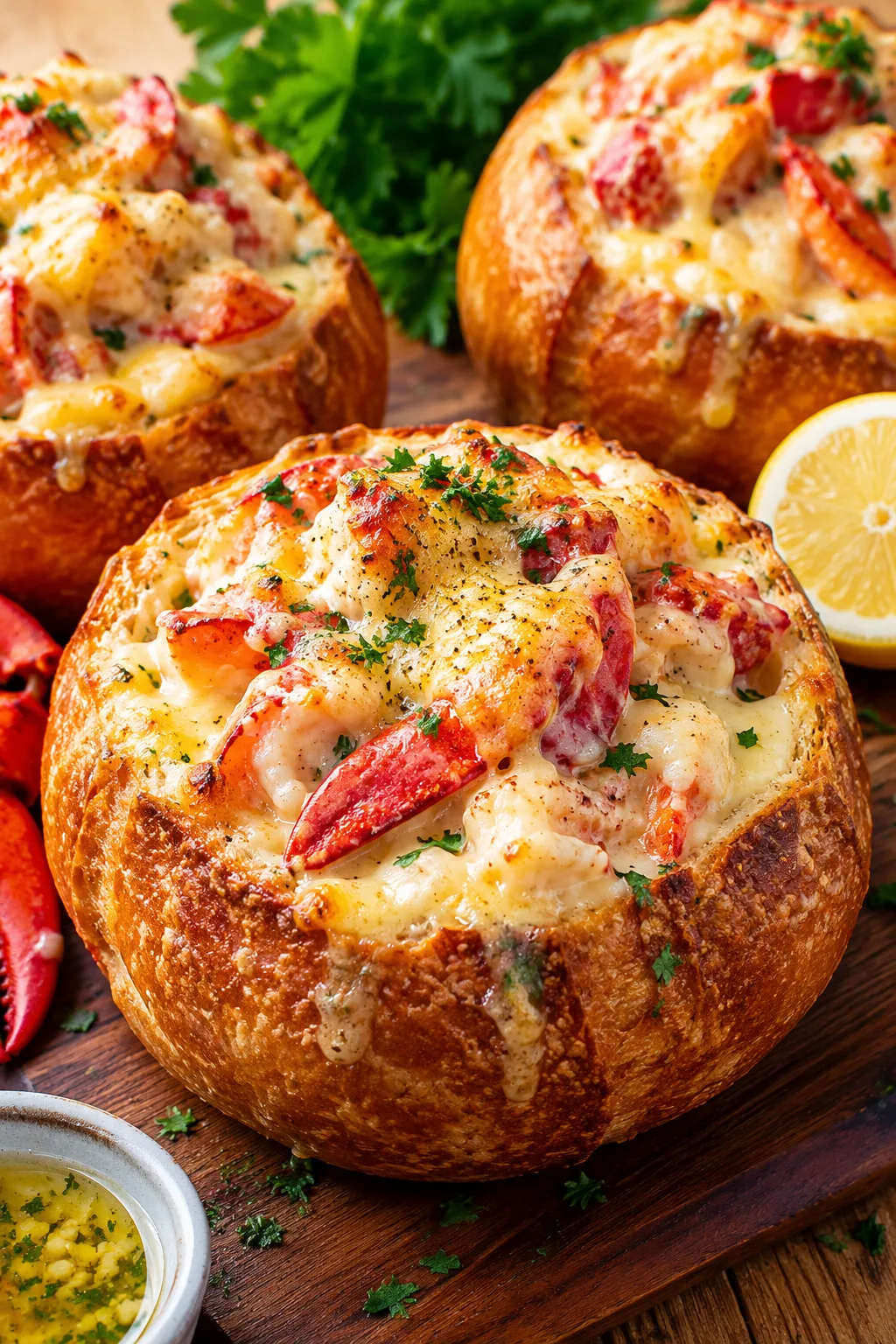 Cheesy Garlic Butter Lobster Bread Bowls