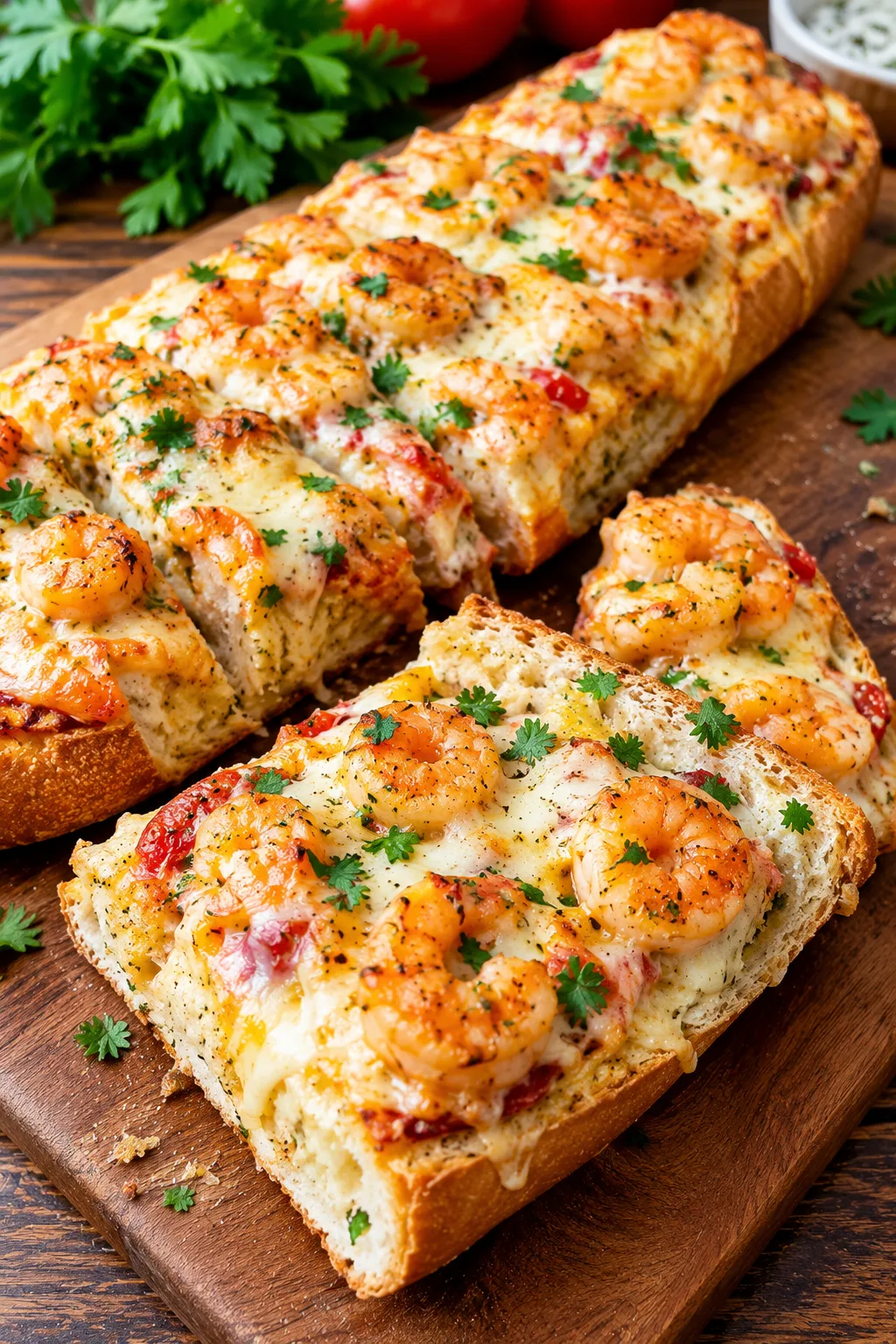 Cheesy Shrimp Pizza Bread