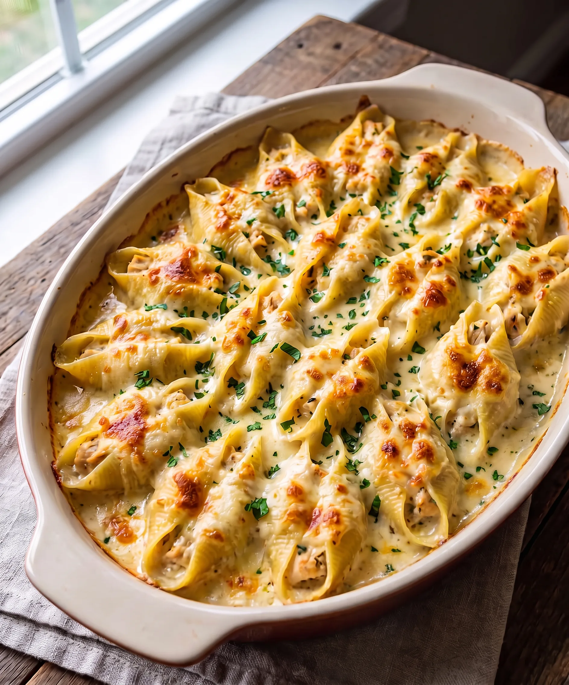 Chicken Alfredo Stuffed Shells