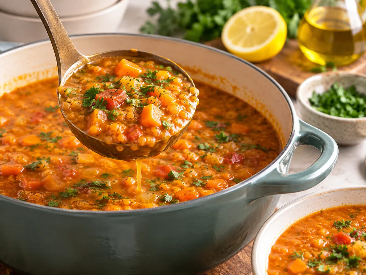 _Cozy Red Lentil Soup Packed With Vegetables 1