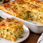 Creamy Cabbage & Veggie Puff Pastry Bake