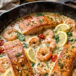 Creamy Herb Shrimp and Salmon Skillet