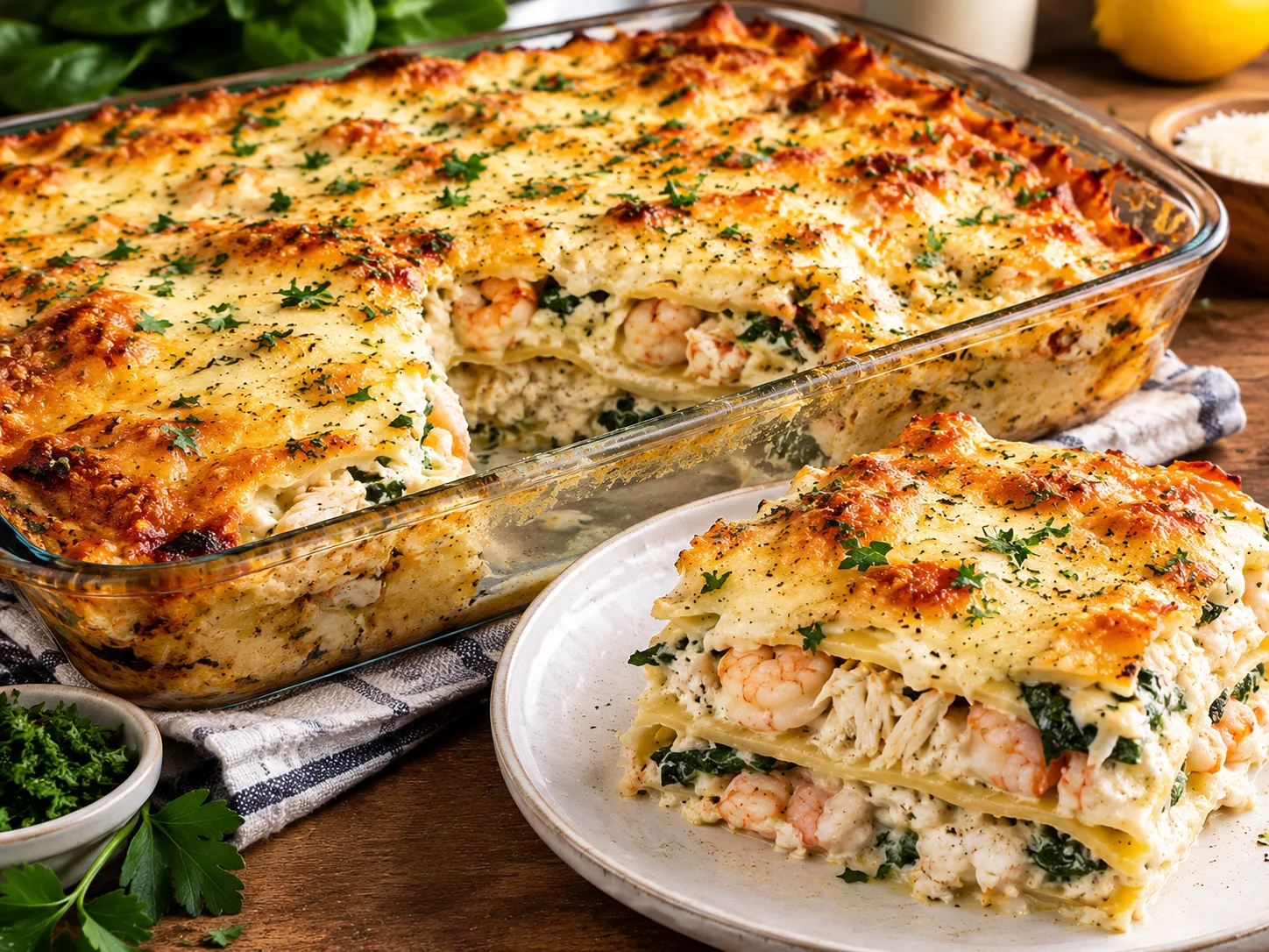 Creamy Seafood Lasagna with Shrimp & Crab