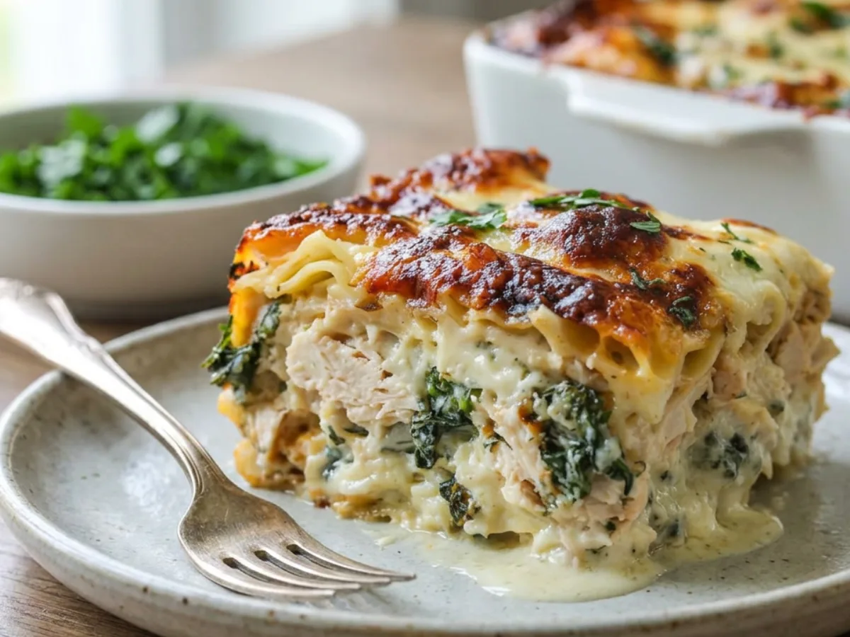 Creamy White Chicken Lasagna with Spinach 1