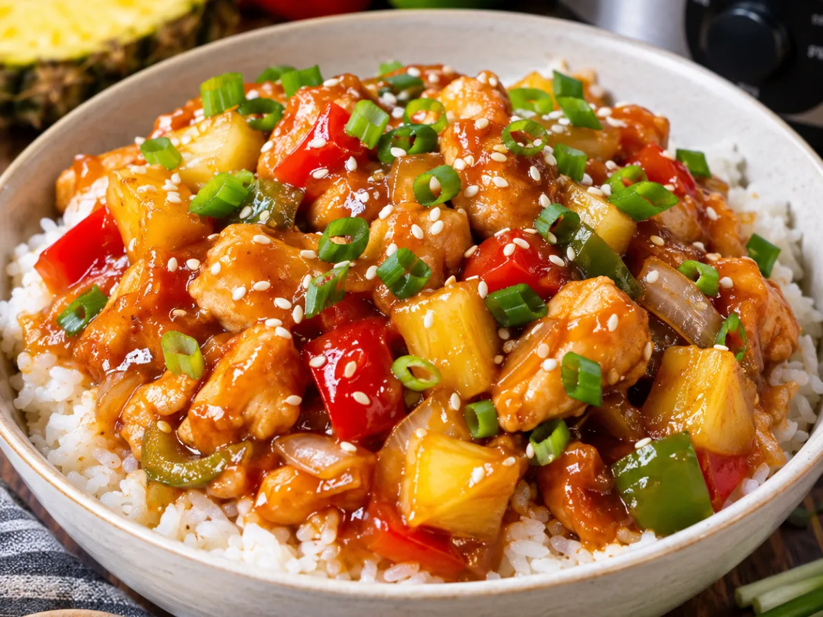 Crockpot Sticky Sweet & Sour Chicken with Pineapple