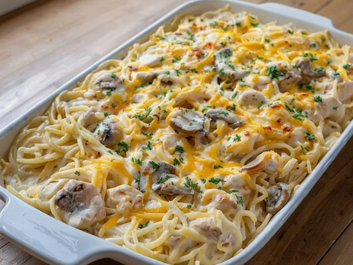Easy Baked Chicken Tetrazzini with Mozzarella 1
