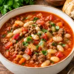 Easy Tomato and White Bean Hamburger Soup