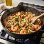 Fried Cabbage with Shrimp and Beef Sausage 2