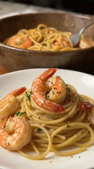 Buttery Garlic Shrimp Spaghetti
